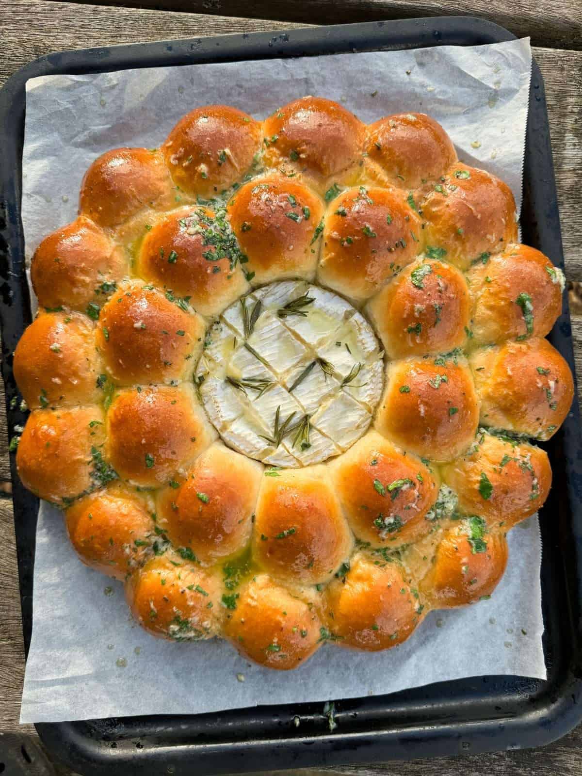 tangzhong dough ball wreath