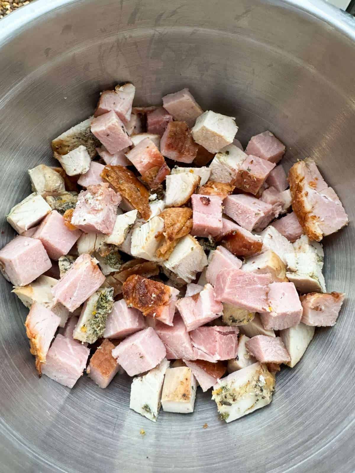 leftover ham & turkey chunks for pie