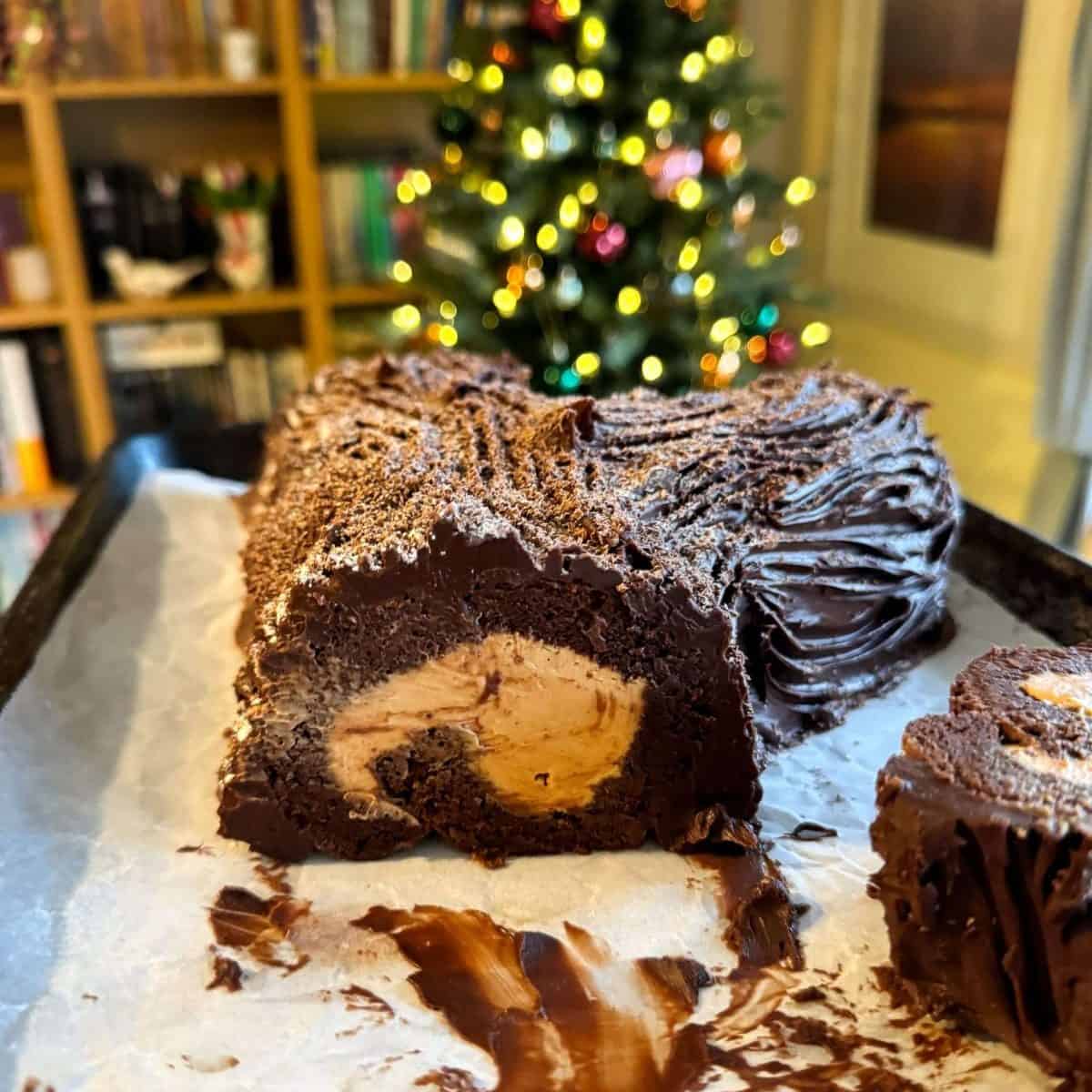 salted caramel yule log