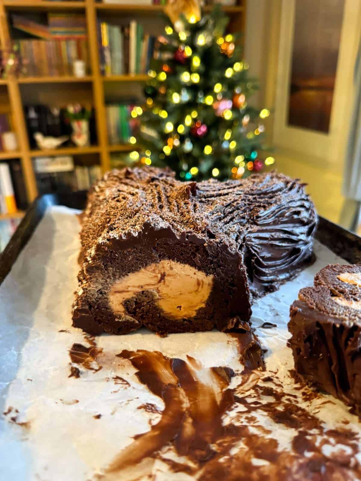 salted caramel yule log inside