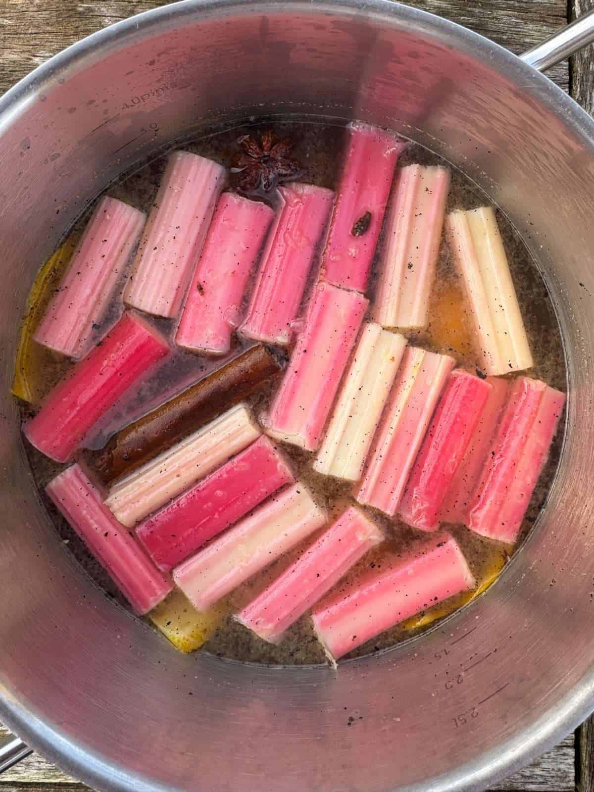poached forced rhubarb