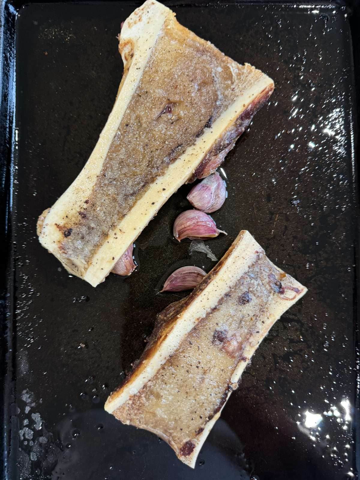 roasted garlic bone marrow