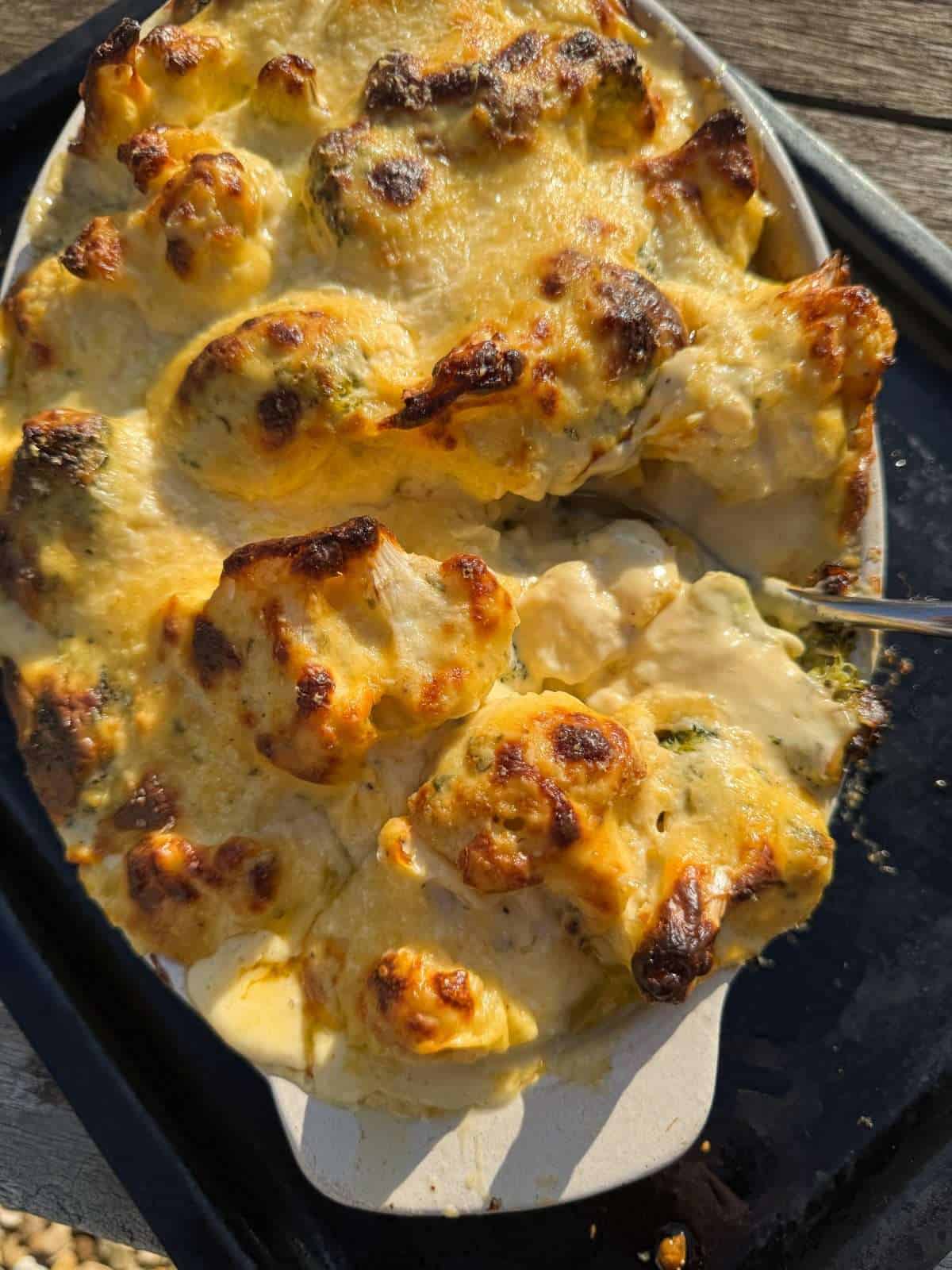 roasted broccoli cauli cheese