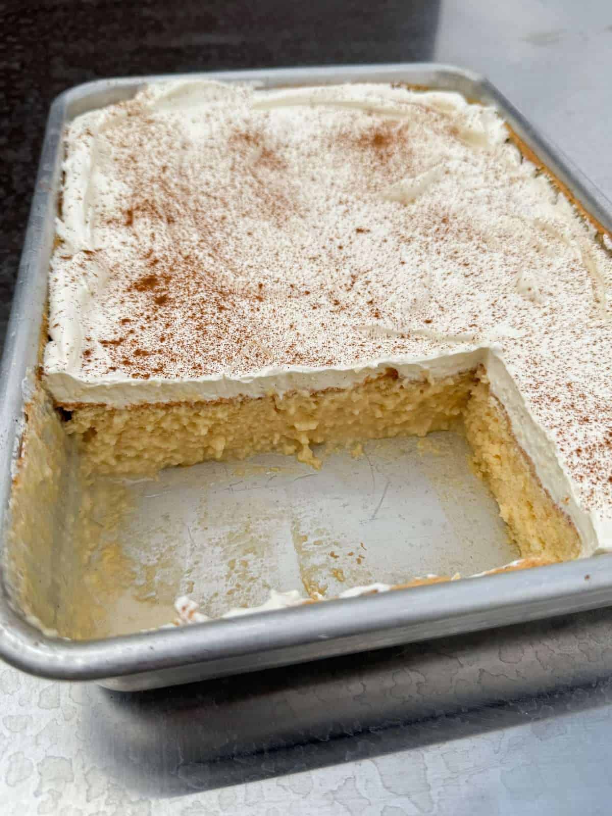 tray of tres leches cake