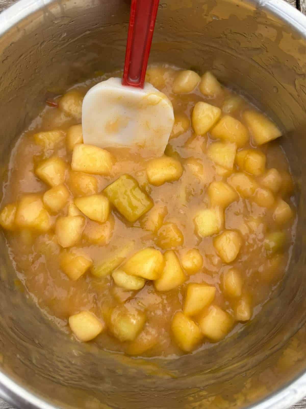 apple rhubarb cooked with vanilla