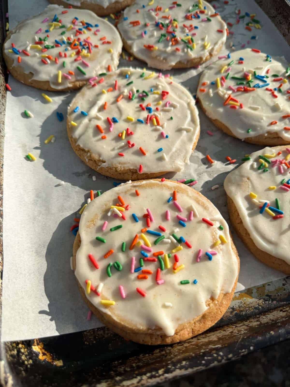 glazed vanilla sprinkle cookies