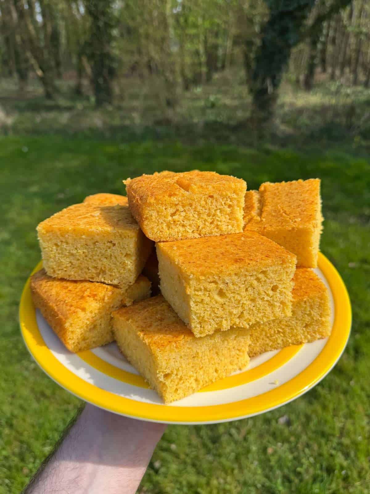 plate of cornbread pieces