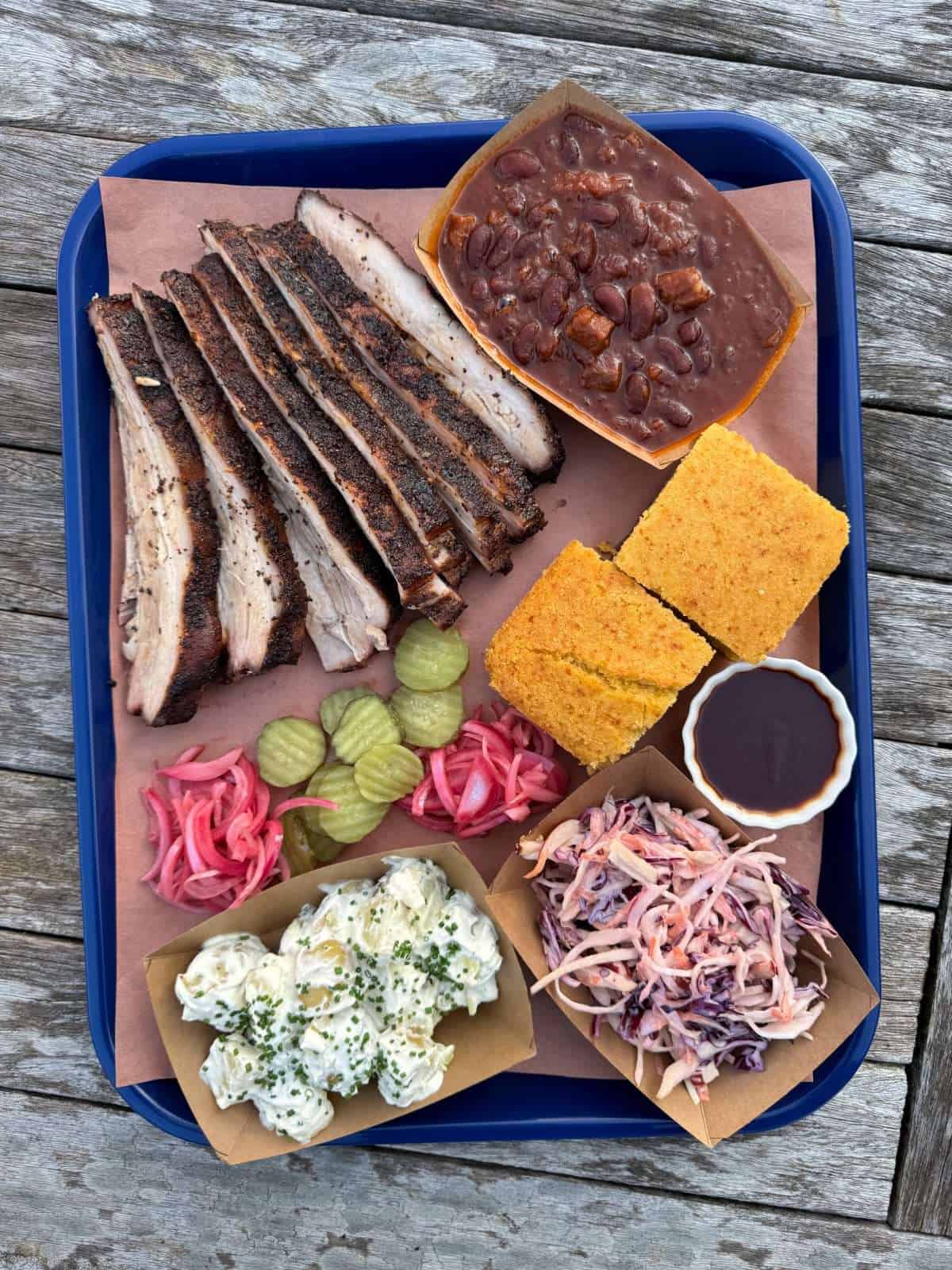 smoked pork brisket bbq tray