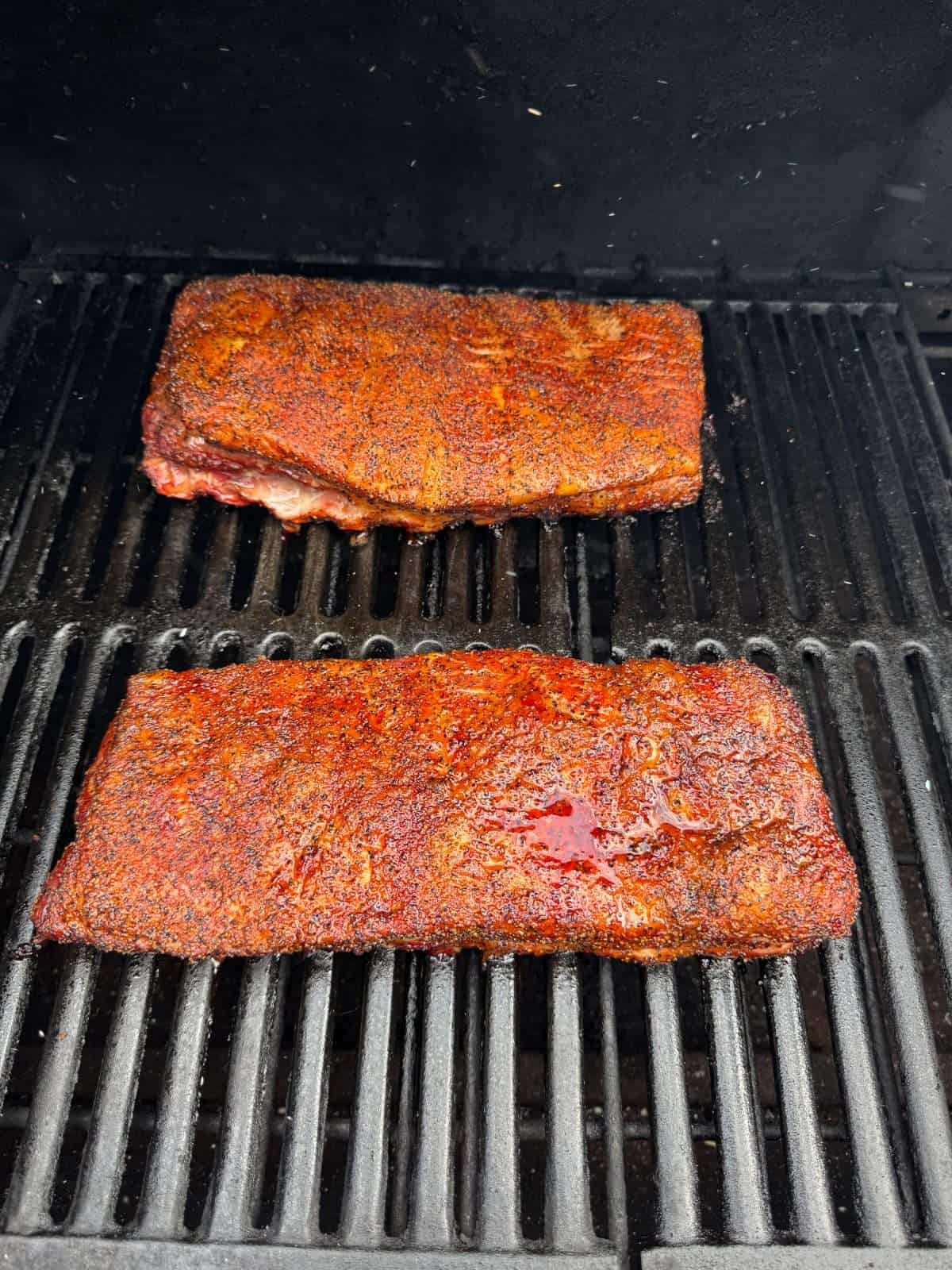 smoked spare ribs ready to wrap