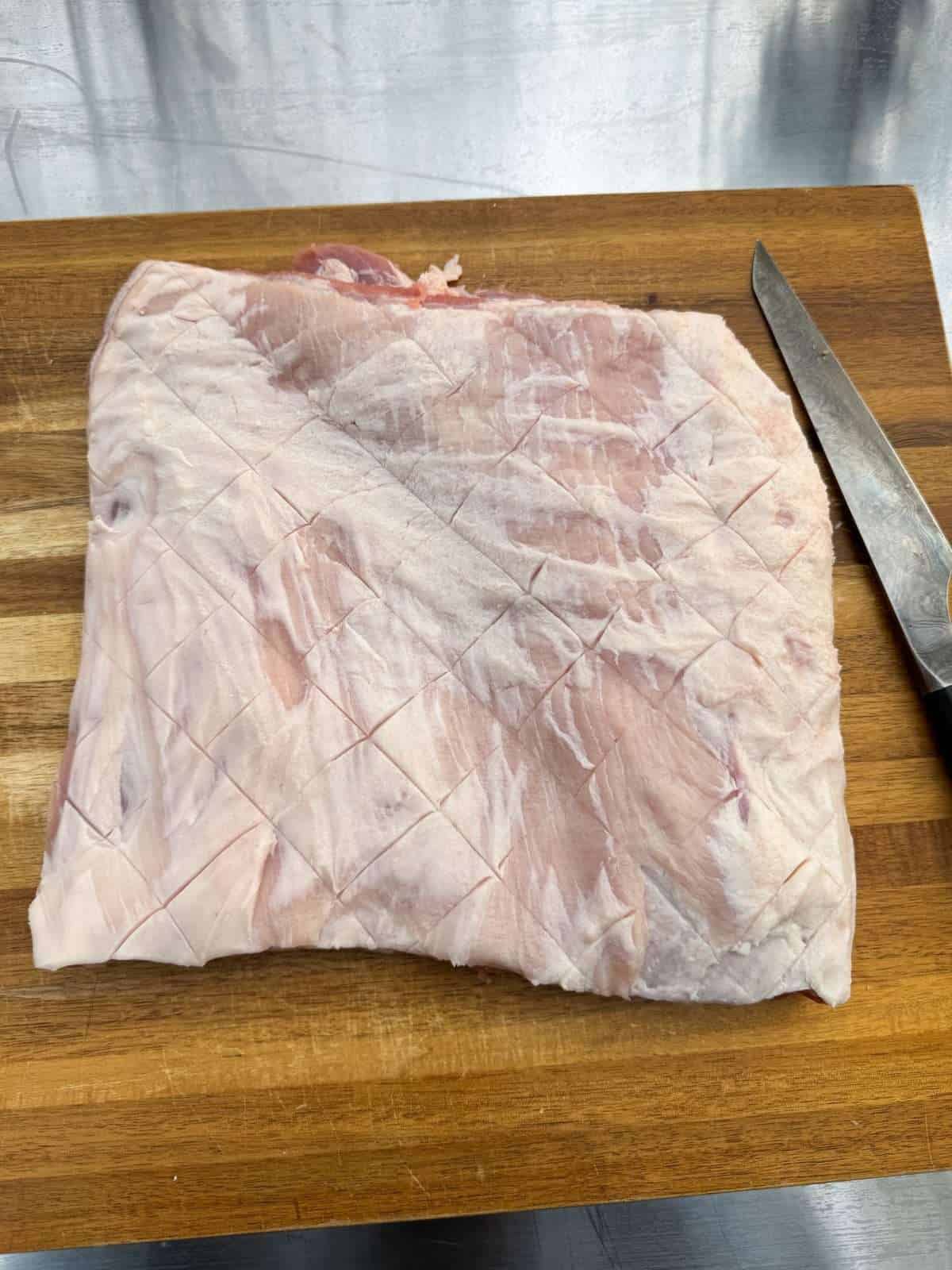 trimmed pork belly ready for smoking