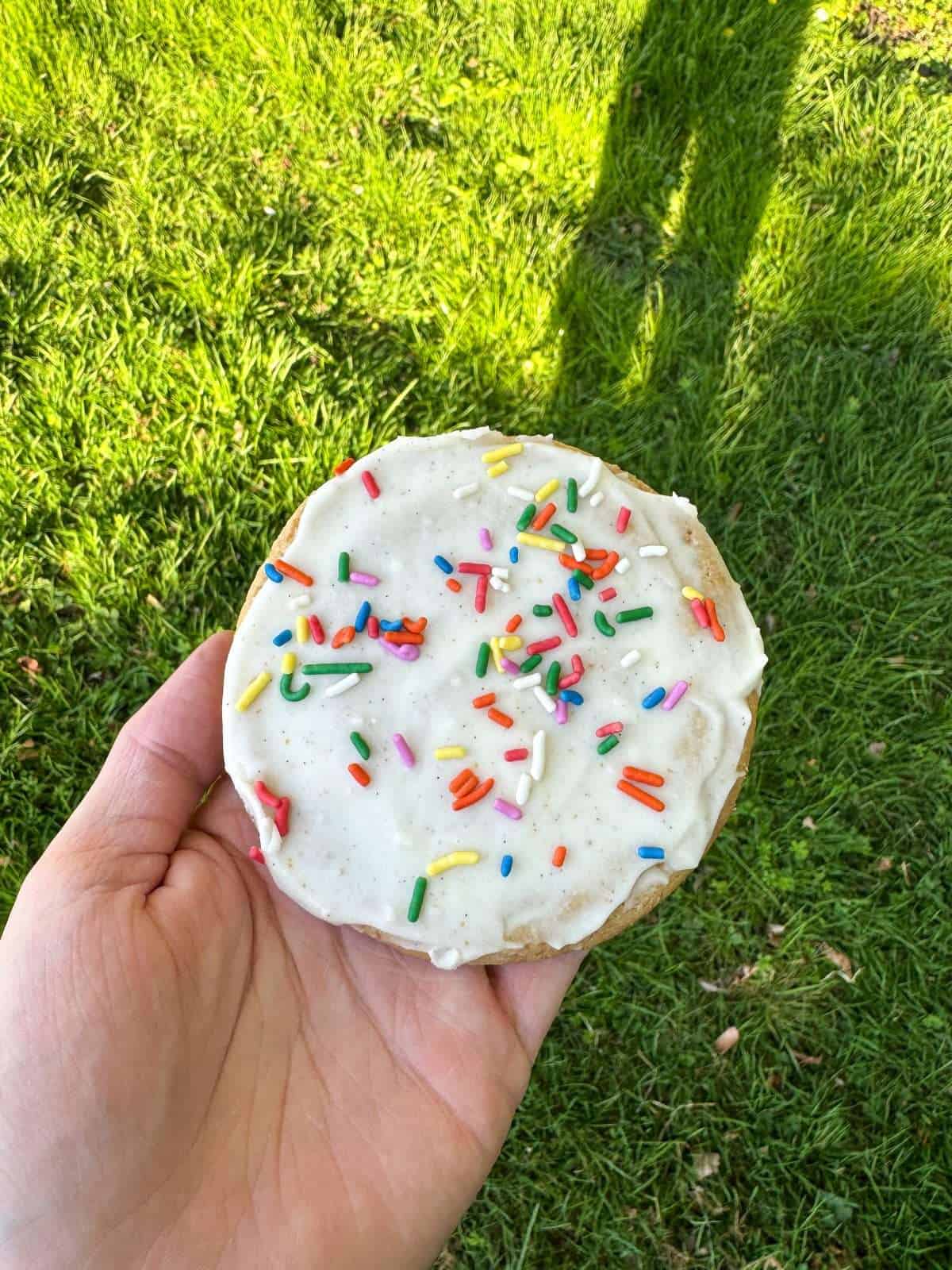 glazed vanilla sprinkle cookie