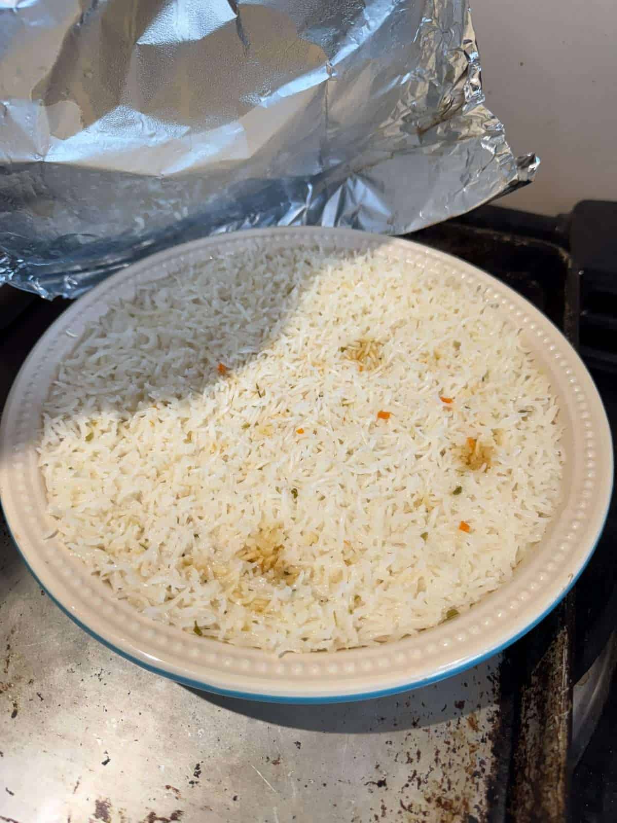 baked rice before fluffing up