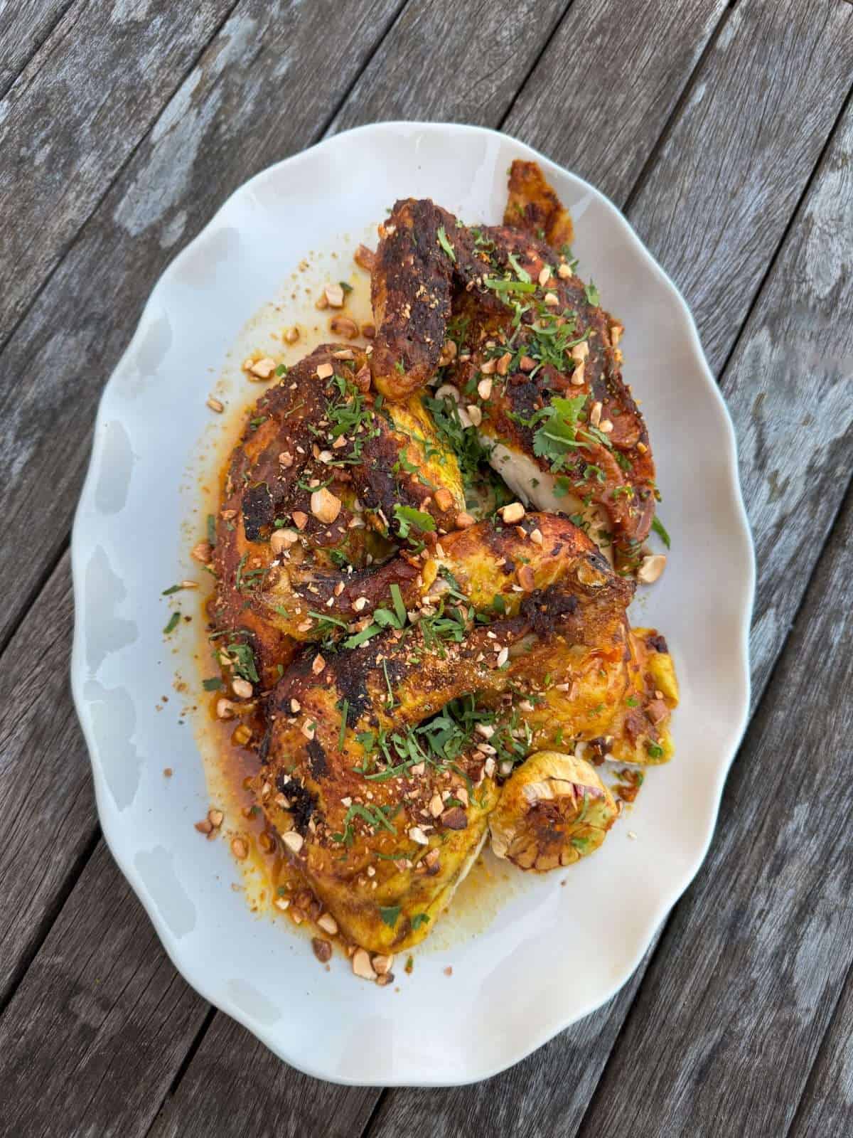 carved curried roast chicken