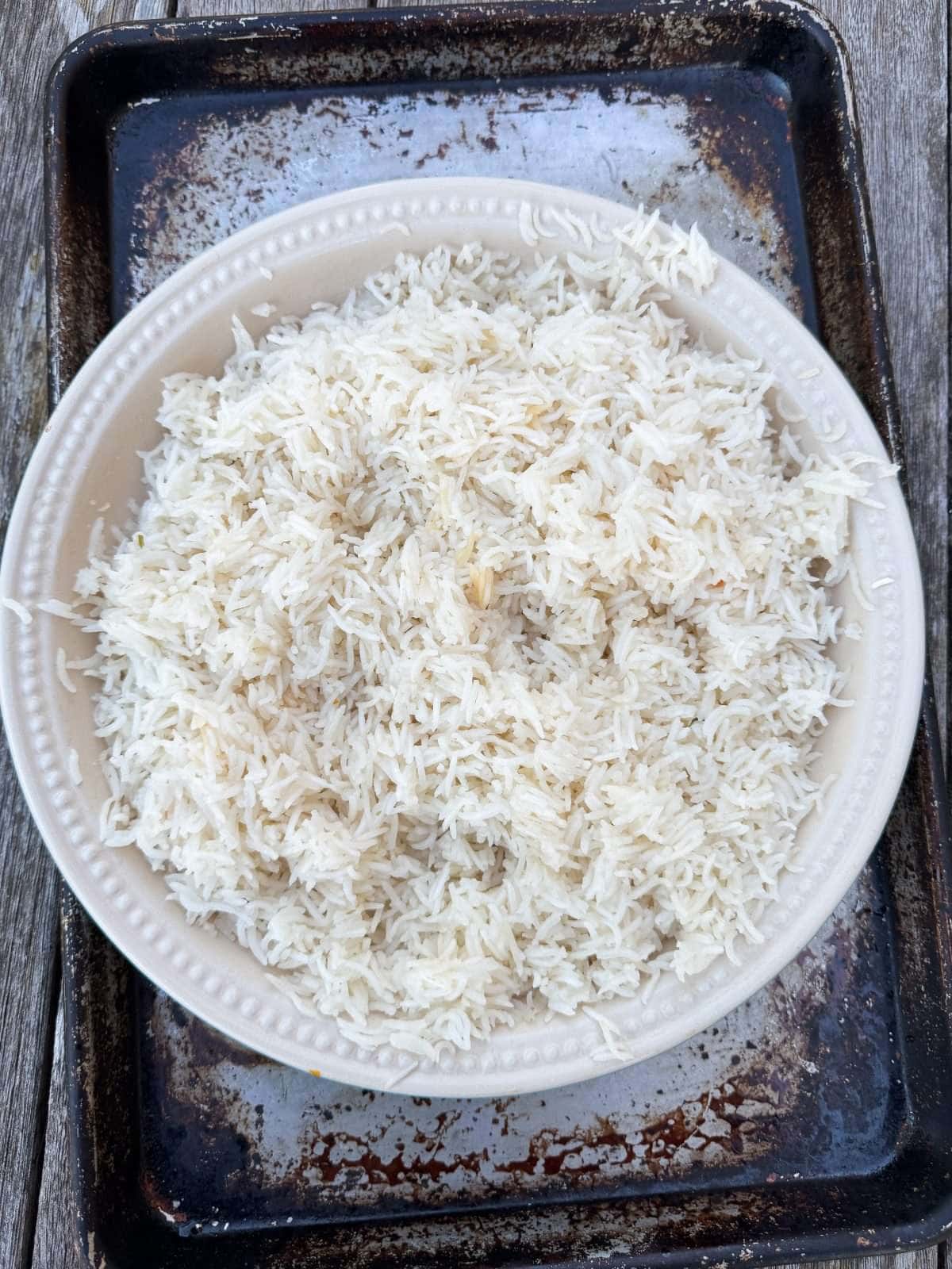 coconut lime baked rice in dish