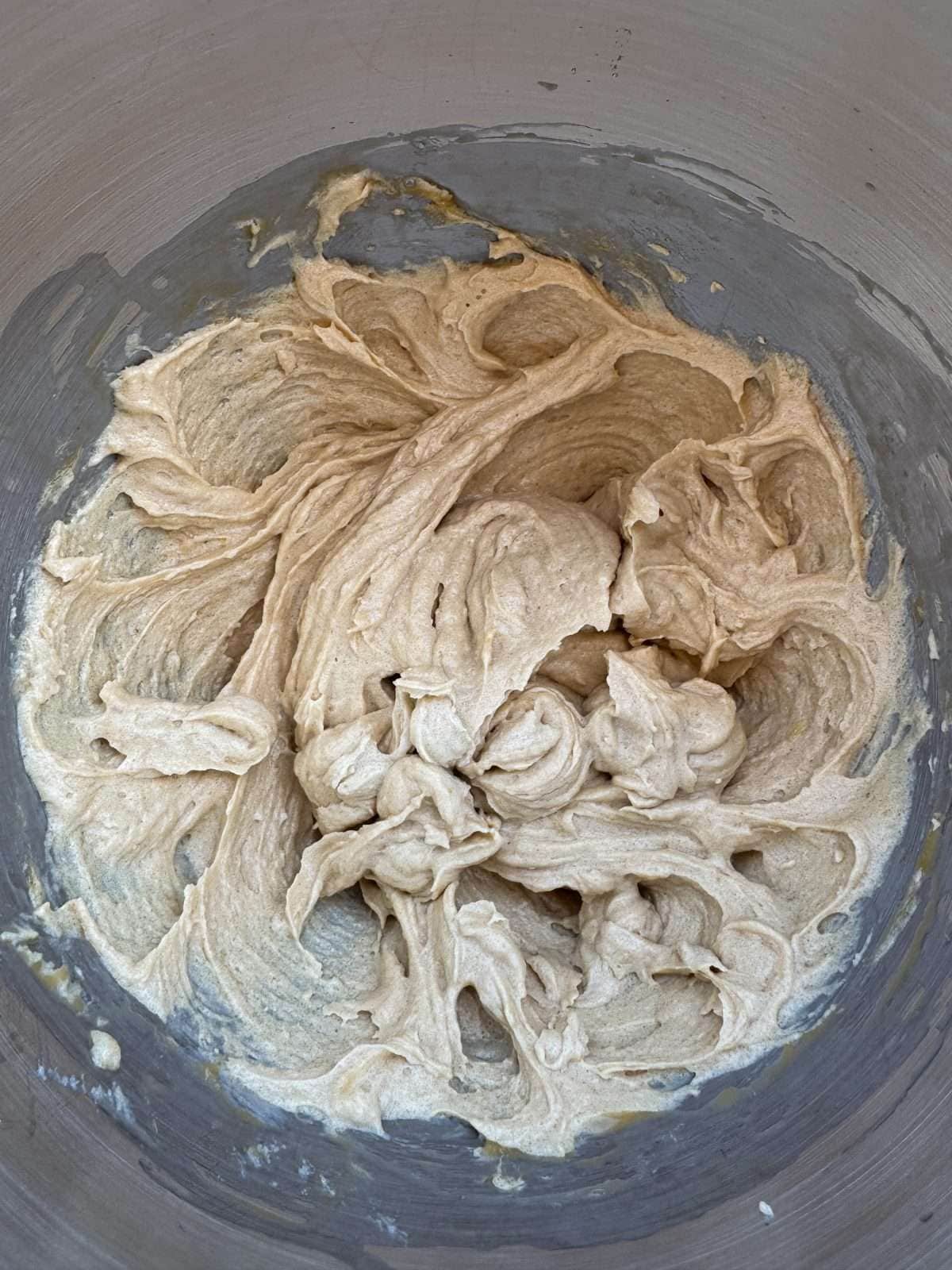 mixed butter and sugar in stand mixer