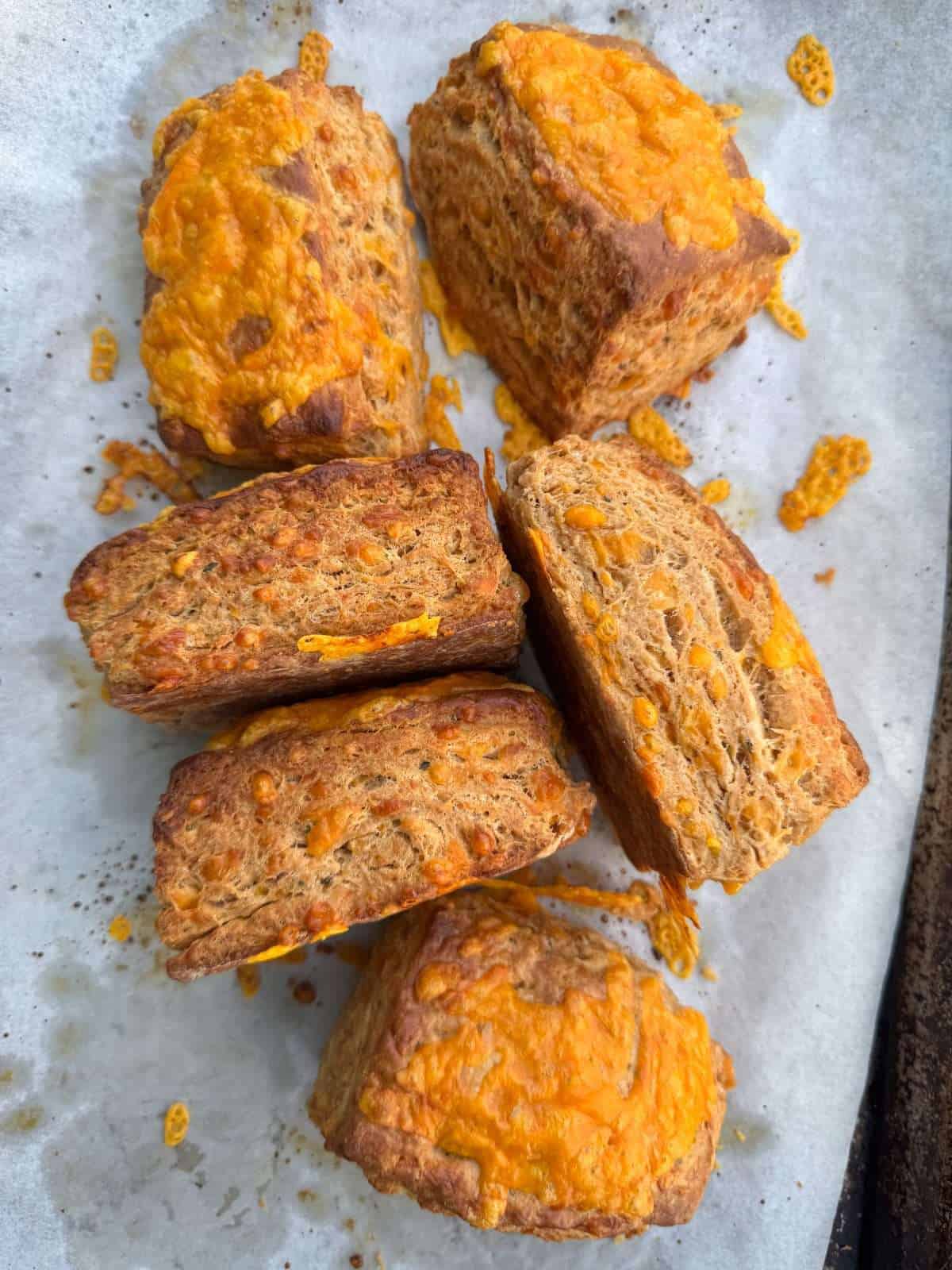 marmite cheese scones on tray