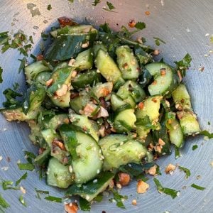 smashed cucumber & cashew salad