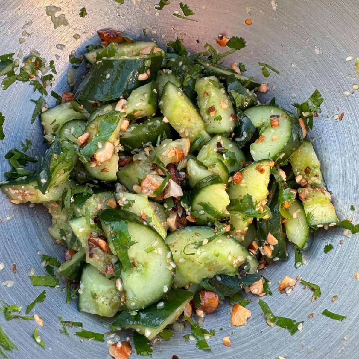 smashed cucumber & cashew salad