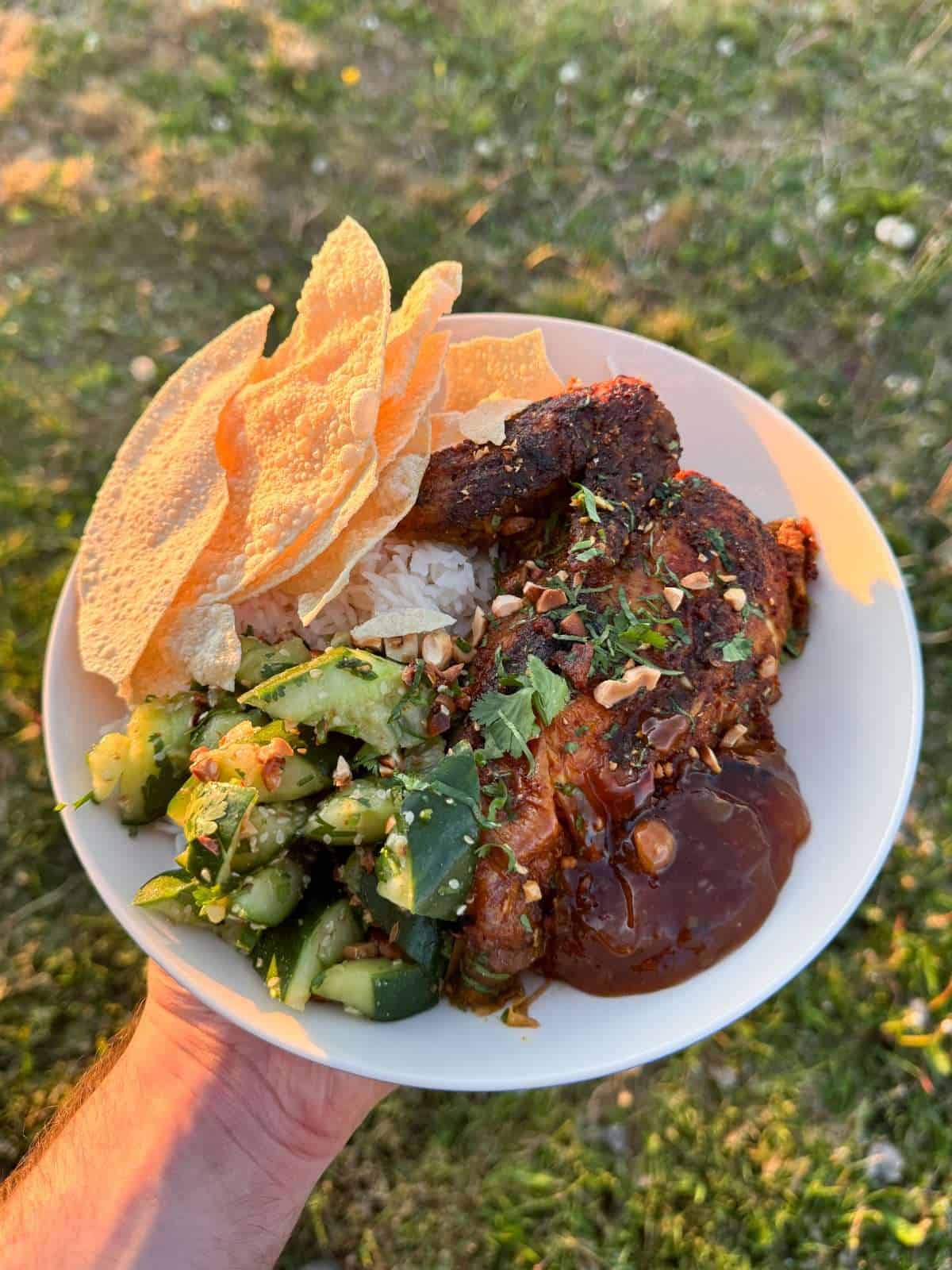 tikka masala roast chicken with rice & salad