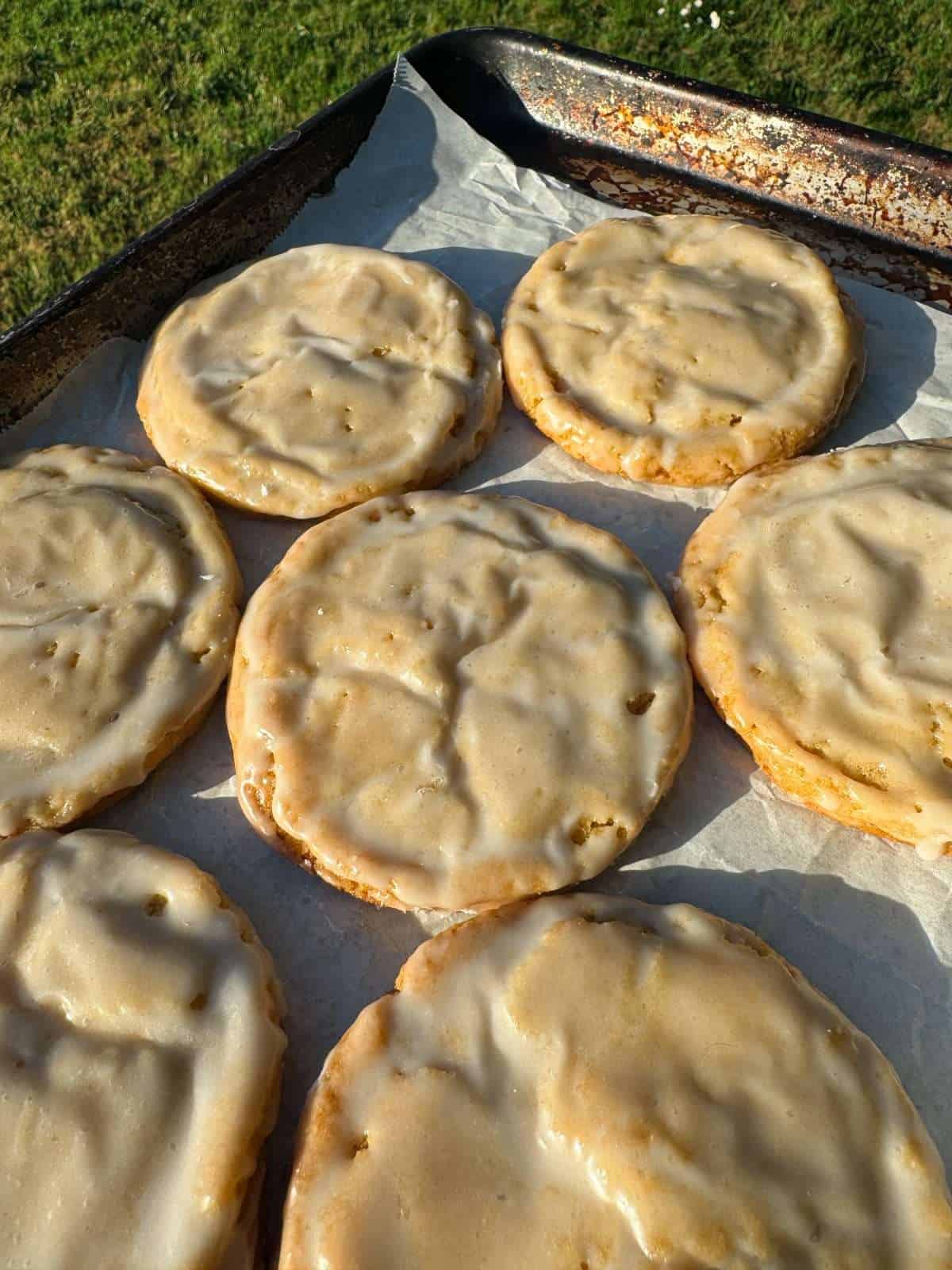 tray of glazed lemon cookies