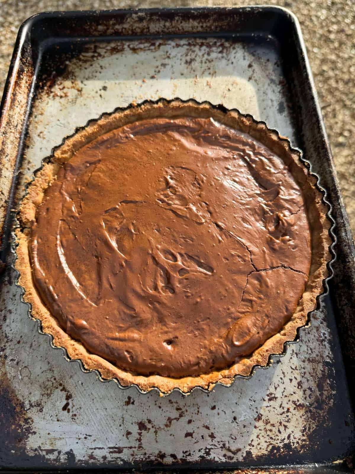 baked brownie tart filling