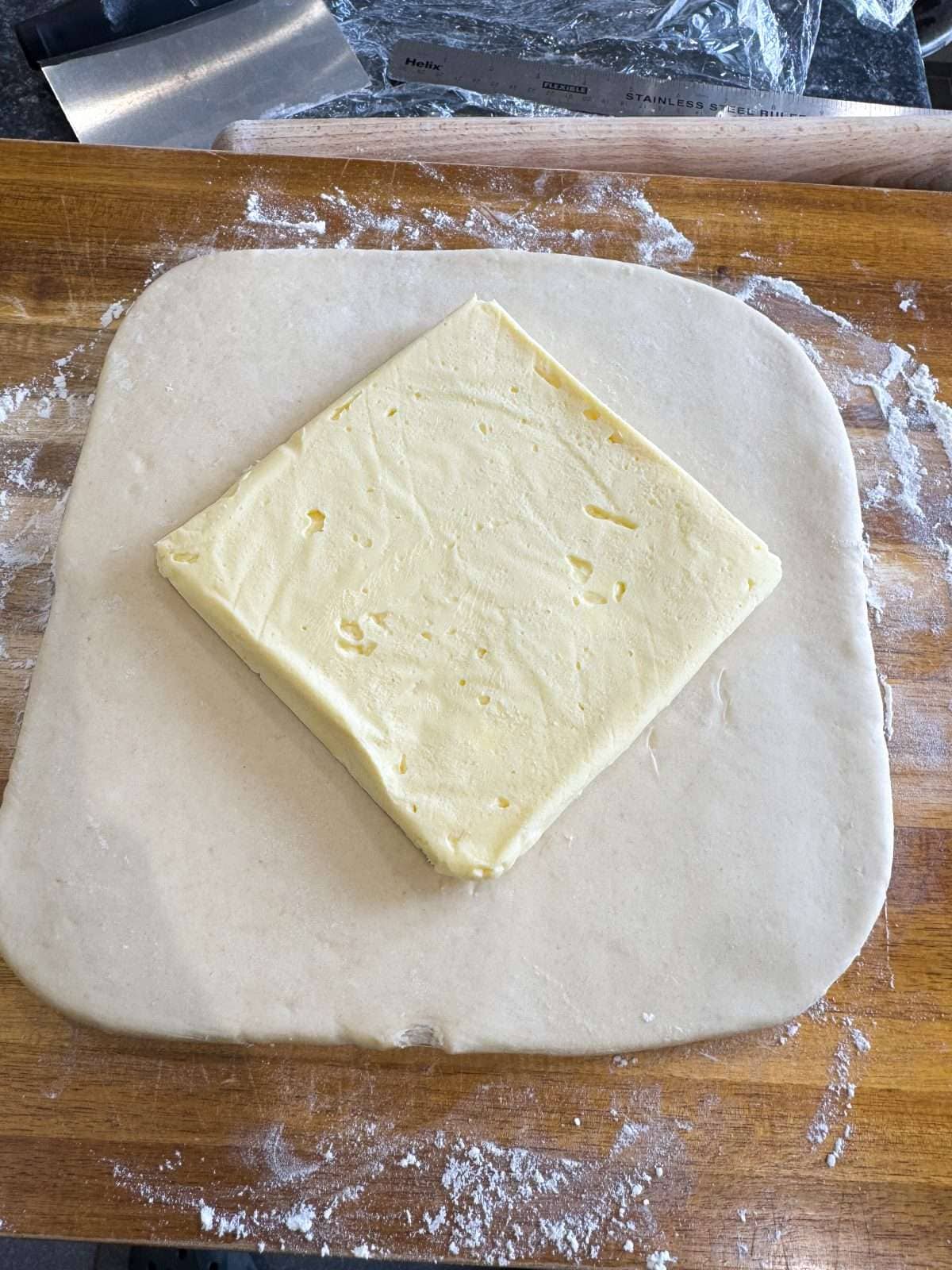 butter block on Danish dough