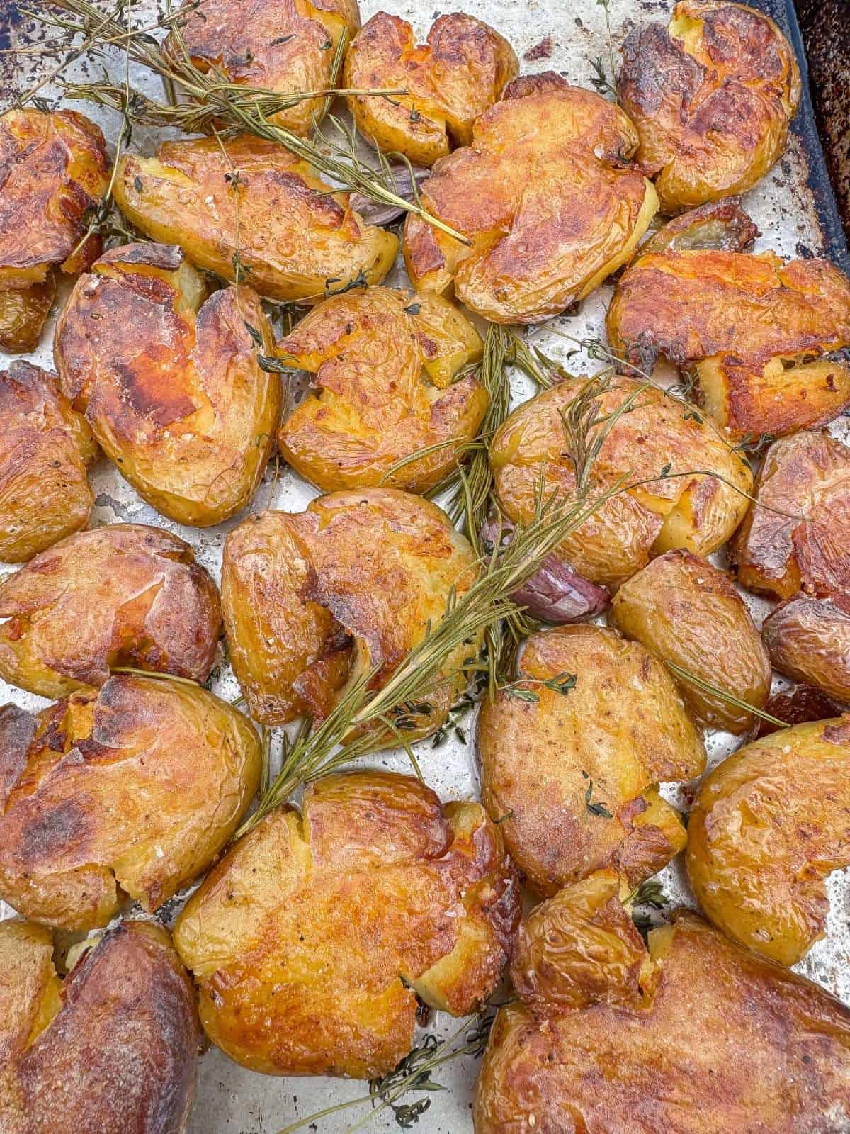 crispy crushed new potatoes