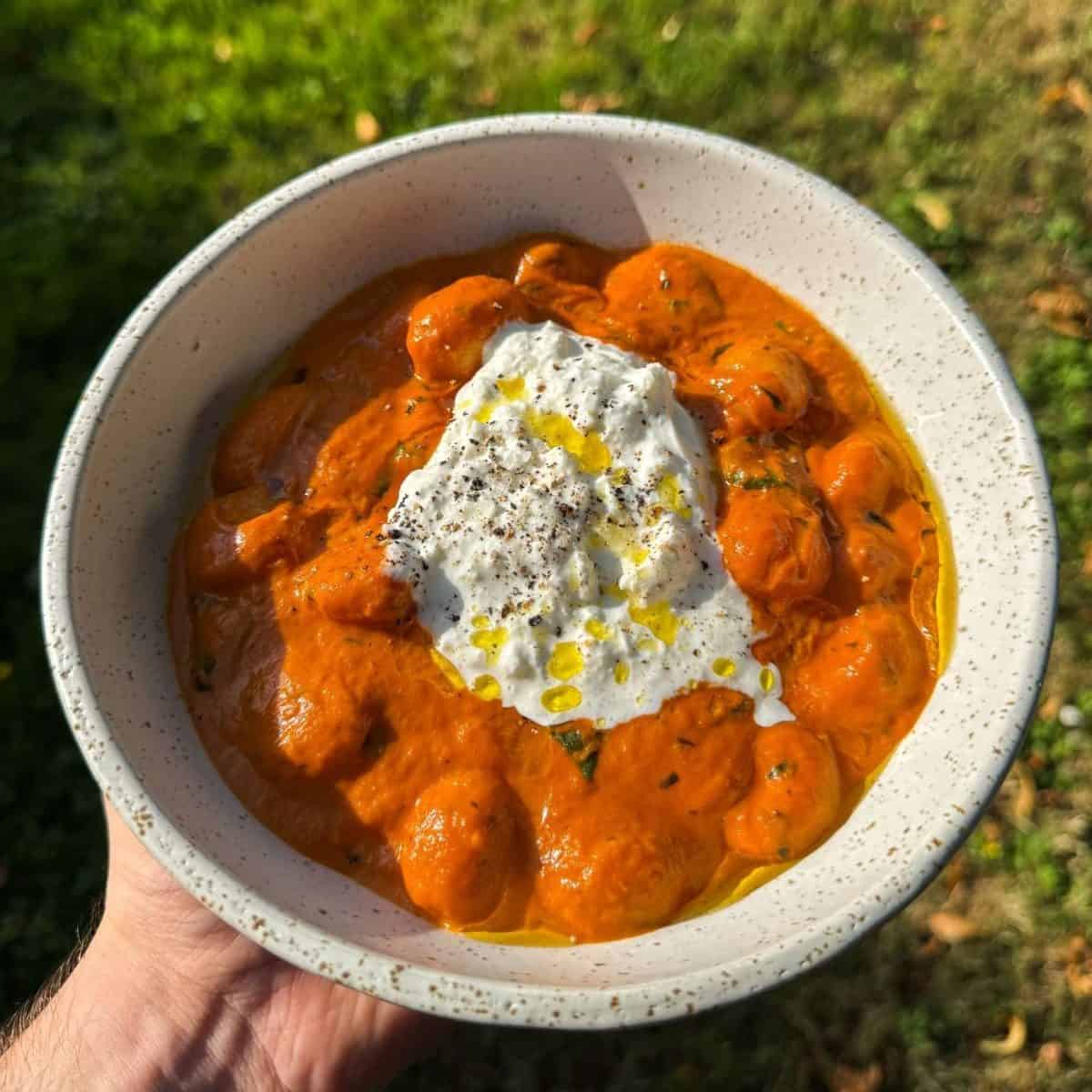 gnocchi alla vodka with burrata