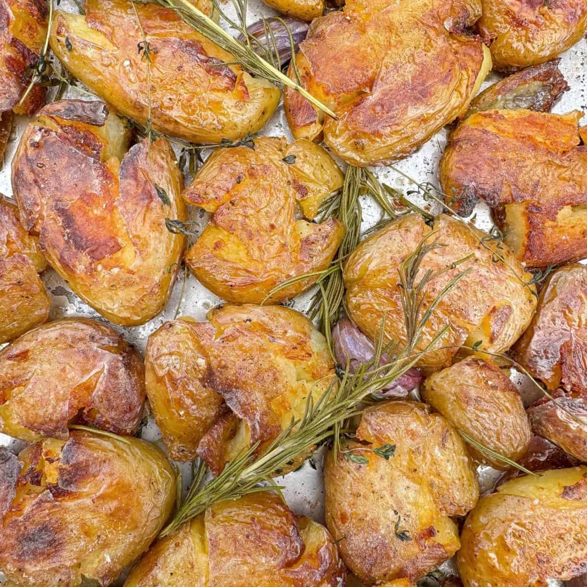 goose fat roasted crushed new potatoes