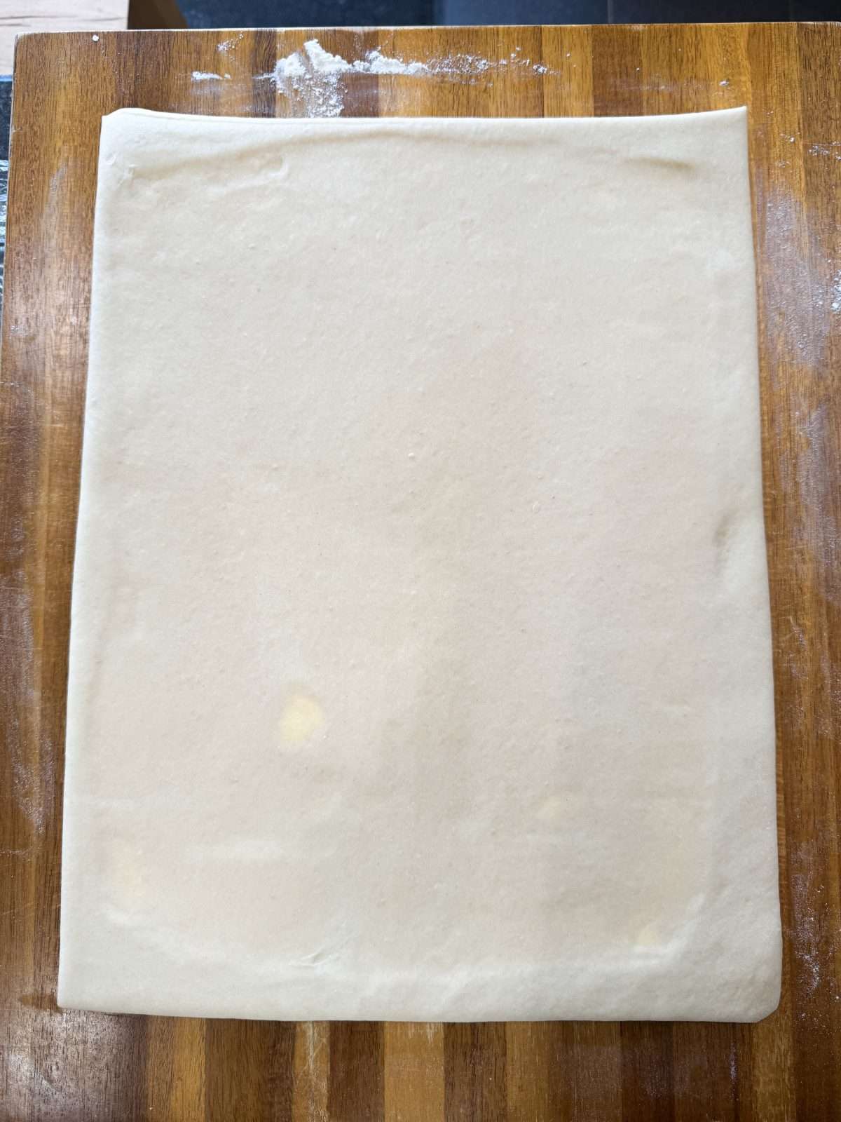 Danish pastry dough ready to fold