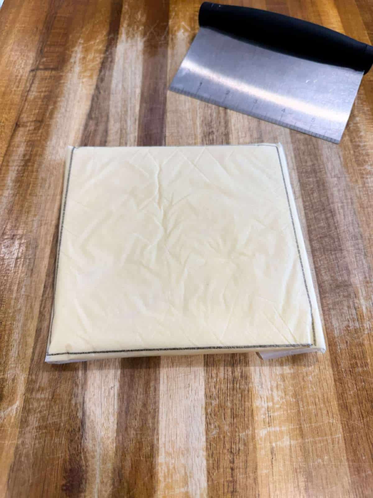 rolled out butter layer for pastry