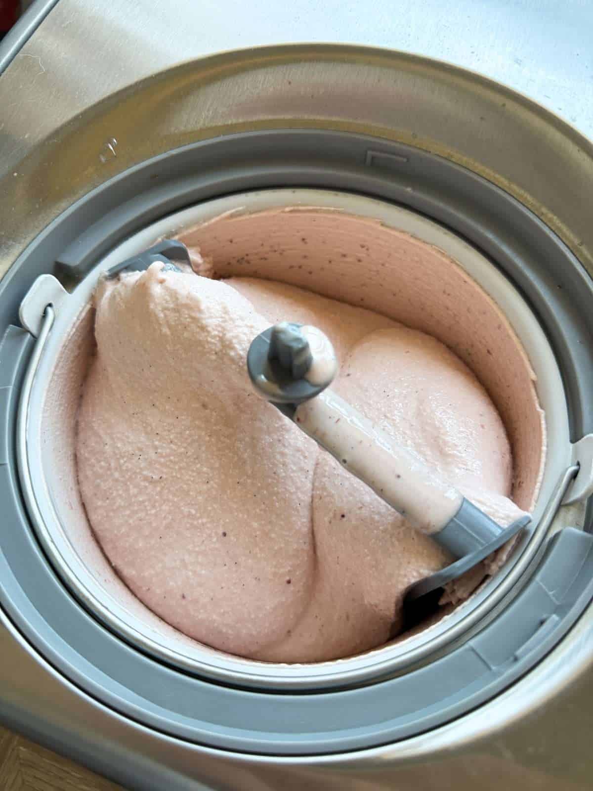 churned roasted strawberry ice cream