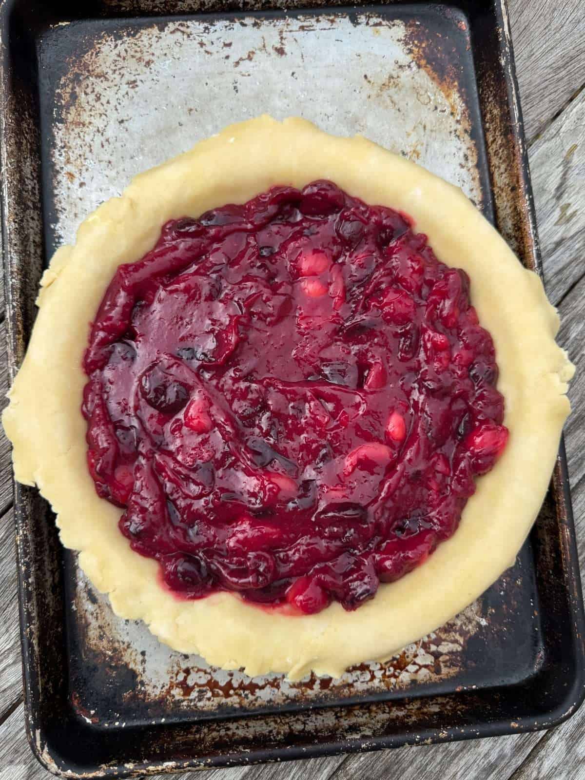pie crust filled with cherries