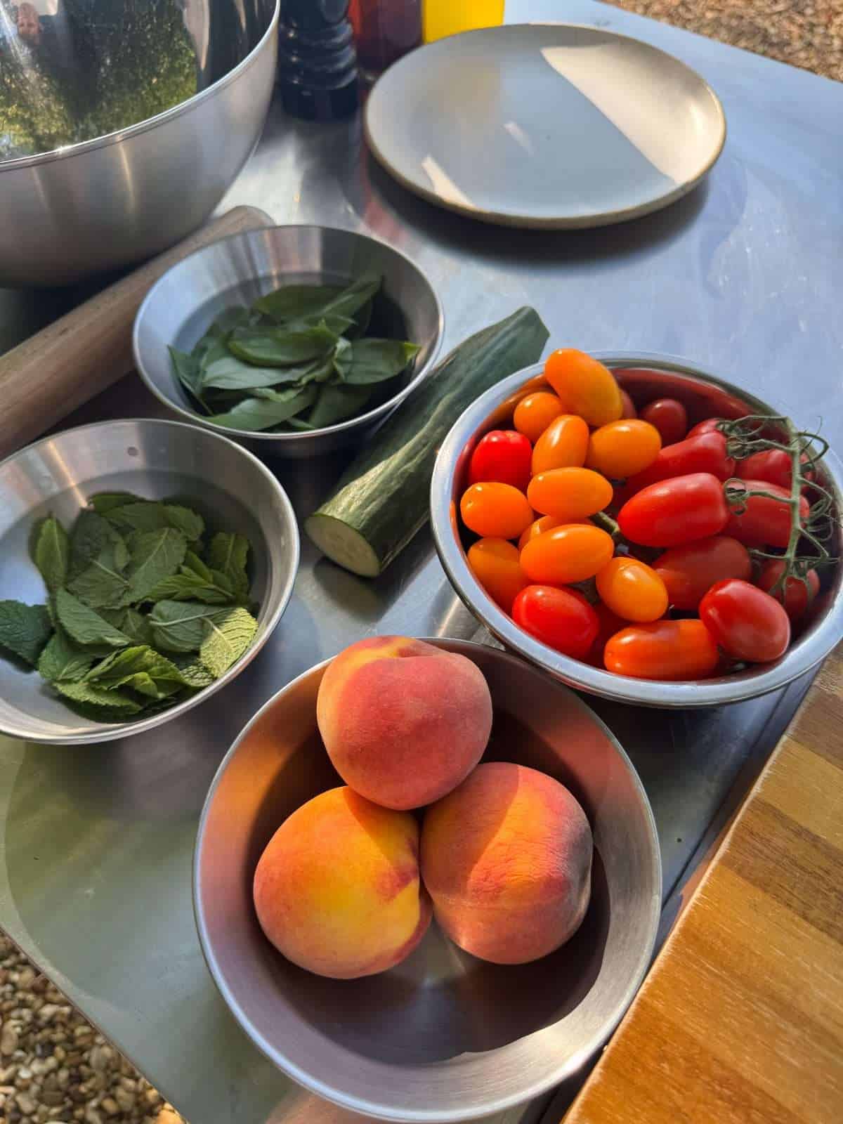 ingredients for tomato peach salad