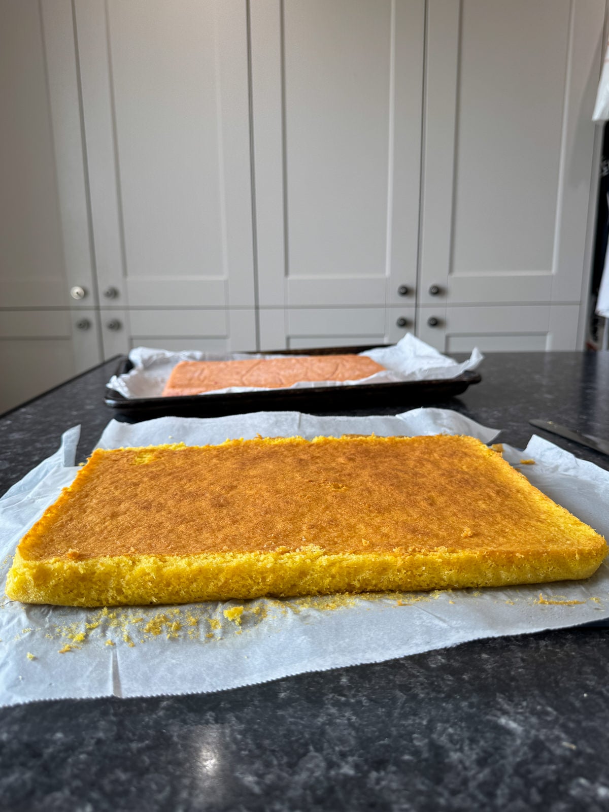 yellow pink cake layer