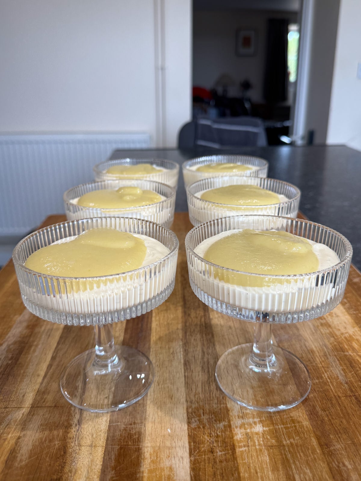 apple sauce on top of custard layer