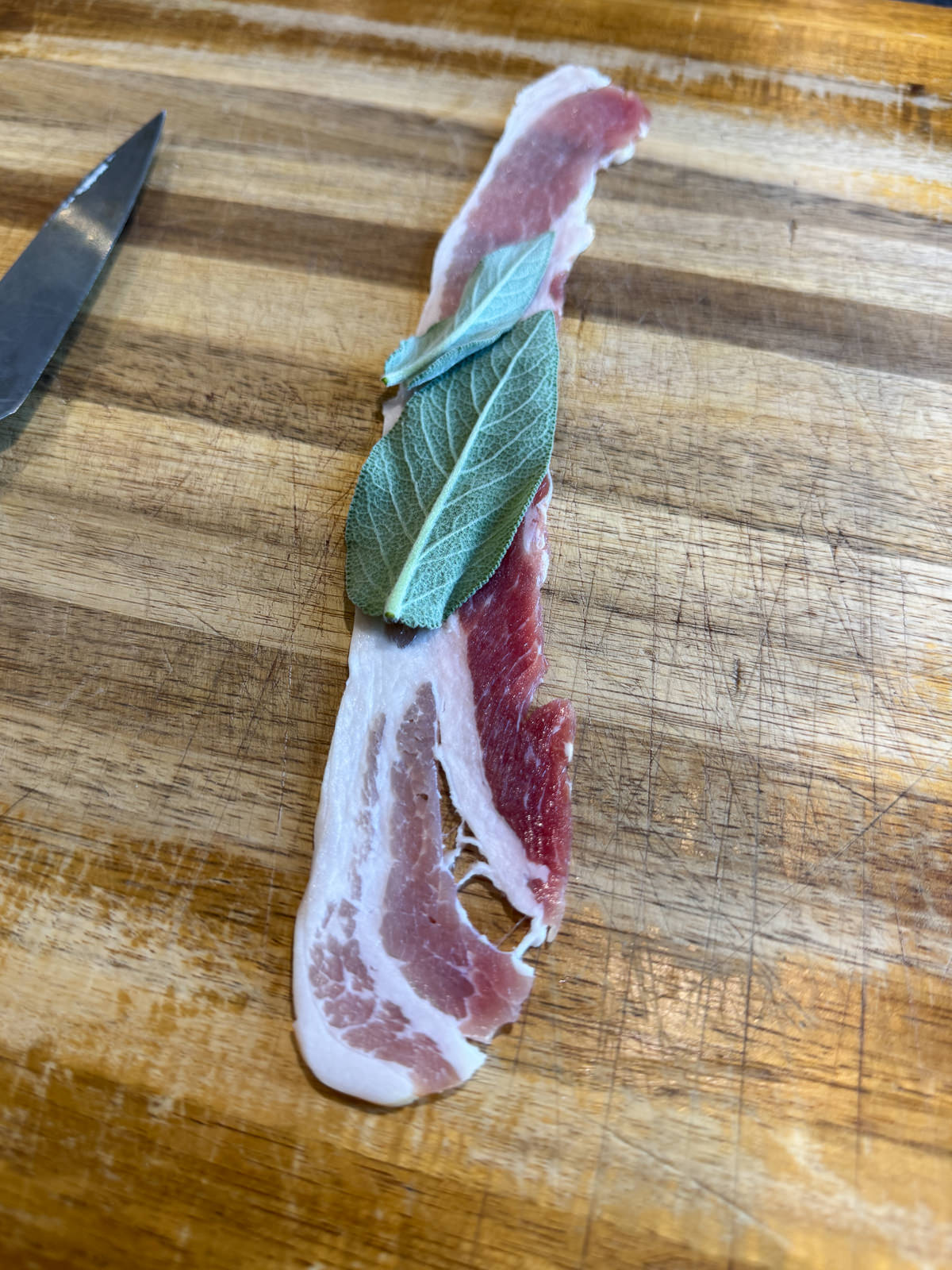 bacon sage wrapping for sausages