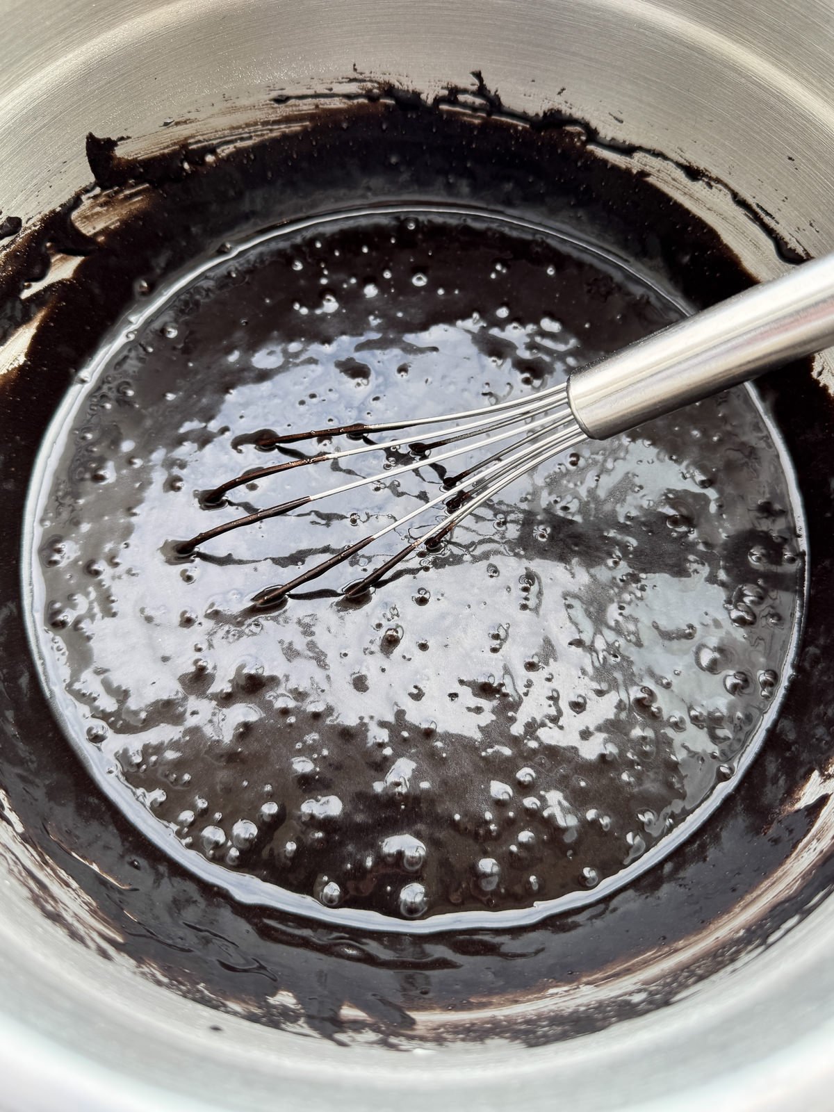 black cocoa chocolate batter for layer cake