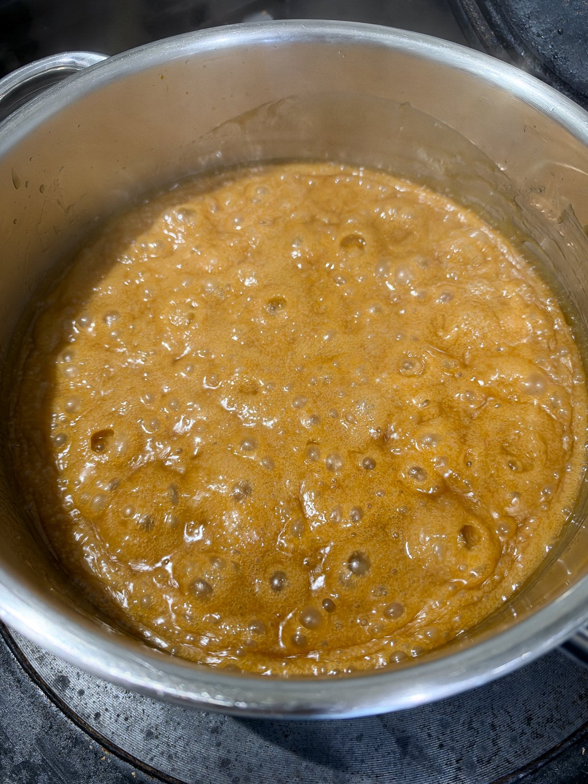 boiling toffee sauce to thicken