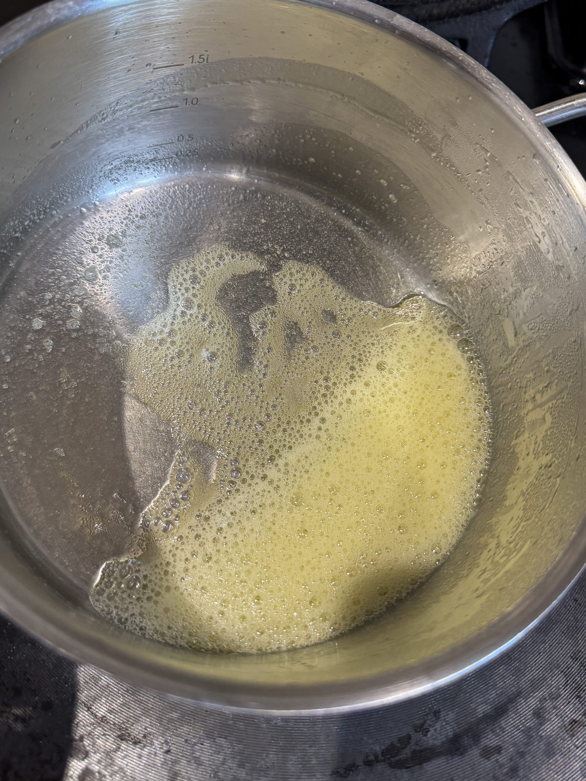 brown butter in saucepan