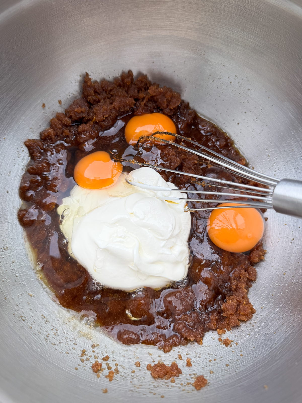 brown butter sugar sour cream mix for carrot cake