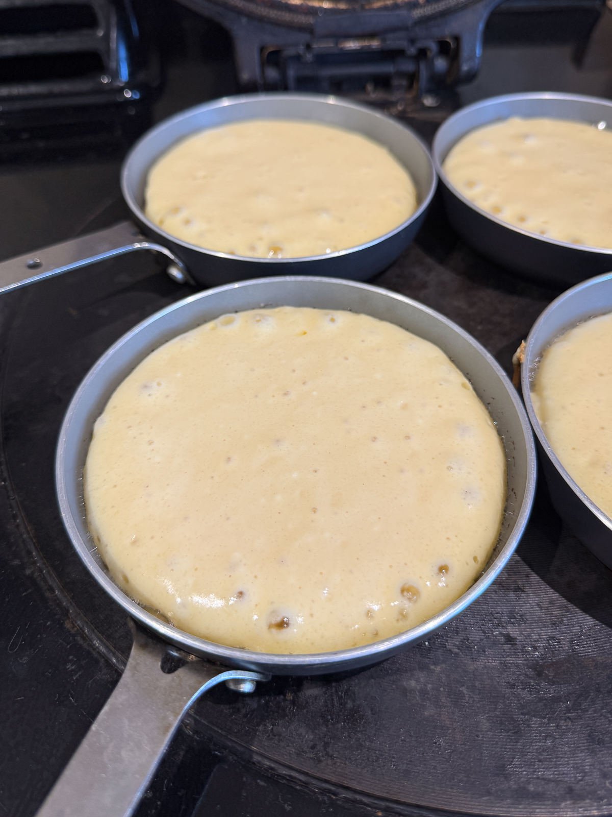 bubbles on top of pancake ready to flip