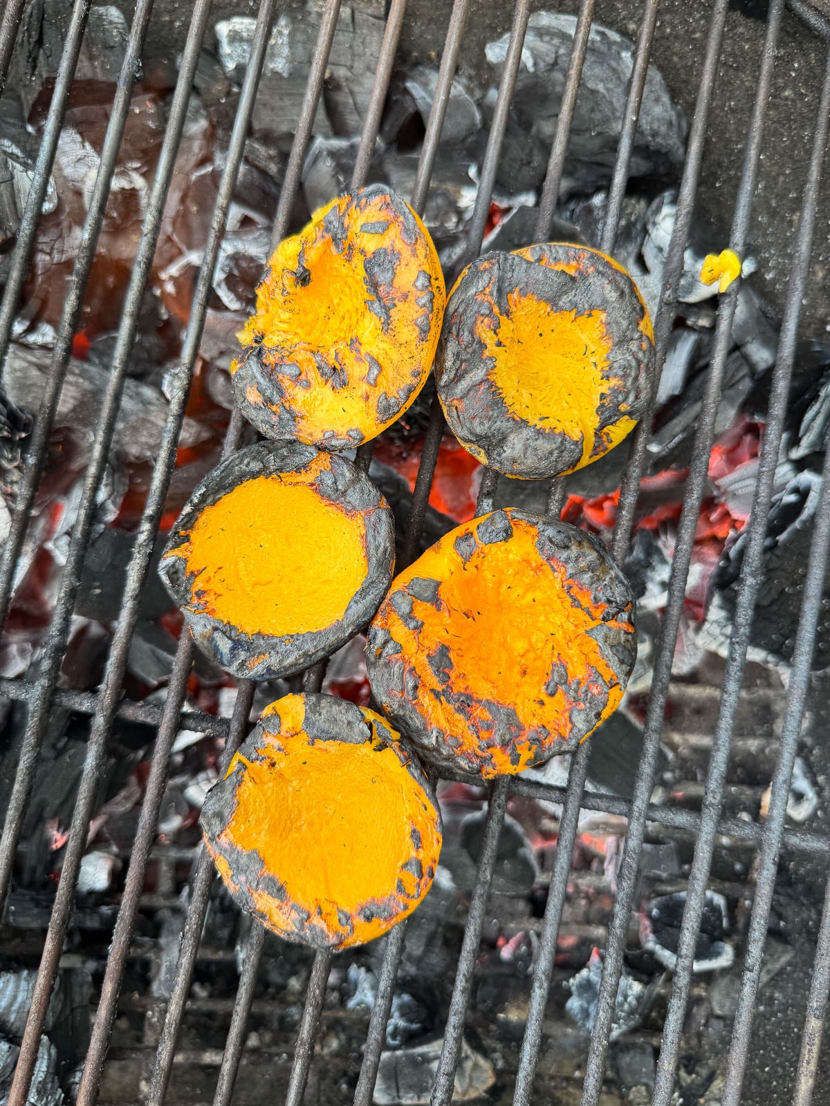 burnt peaches on grill