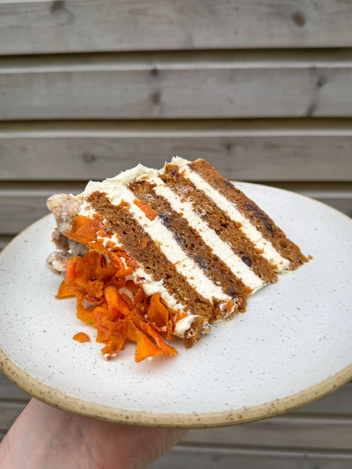 carrot cake with whipped cream cheese ganache