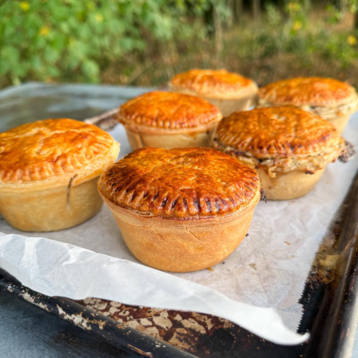 roast chicken bacon & mushroom pies