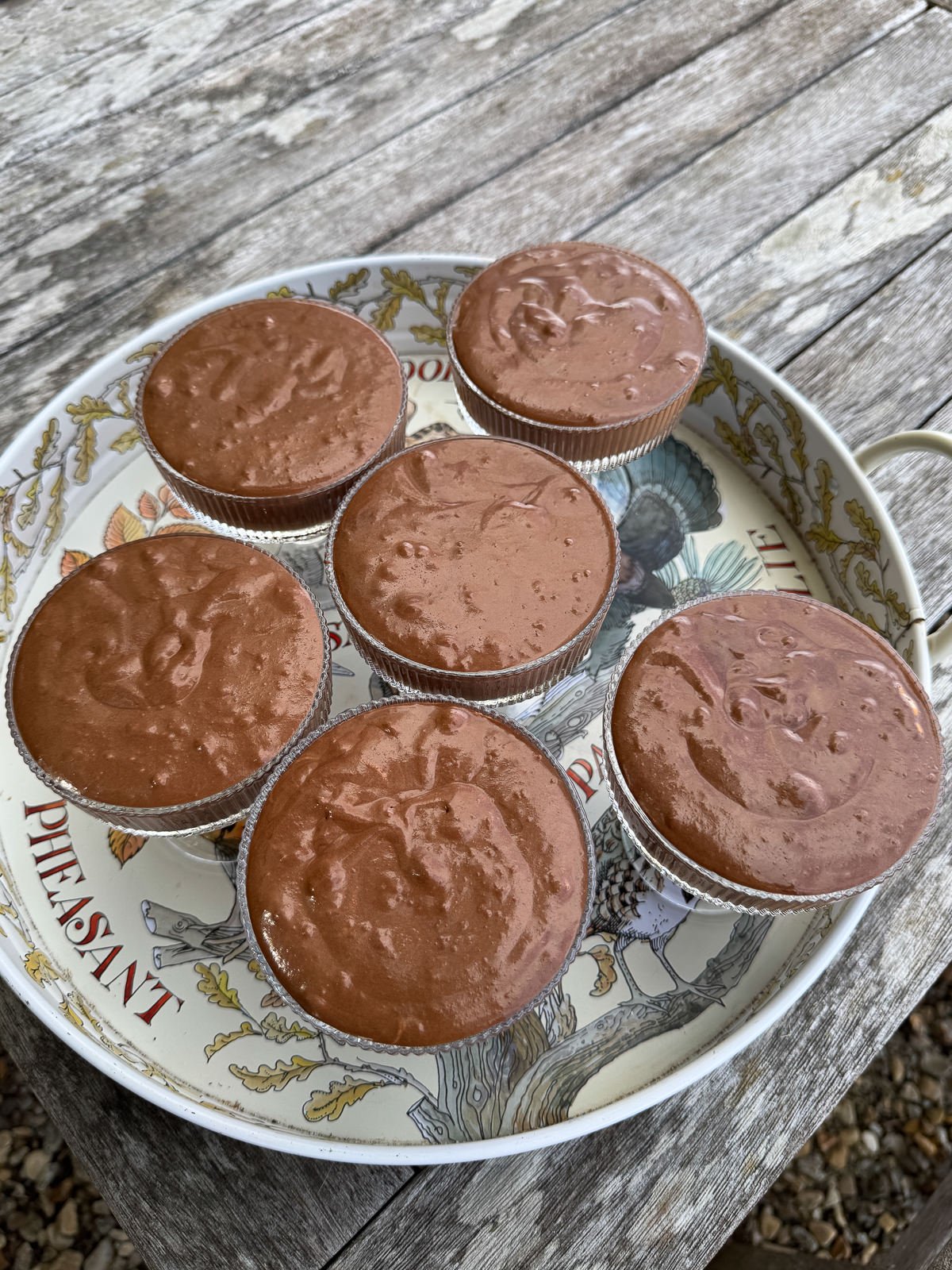 mousse in individual glasses