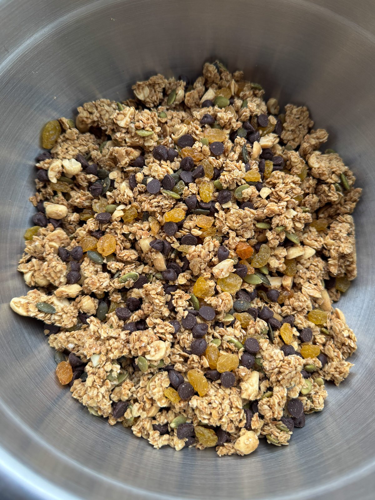 clumpy homemade granola with peanuts chocolate