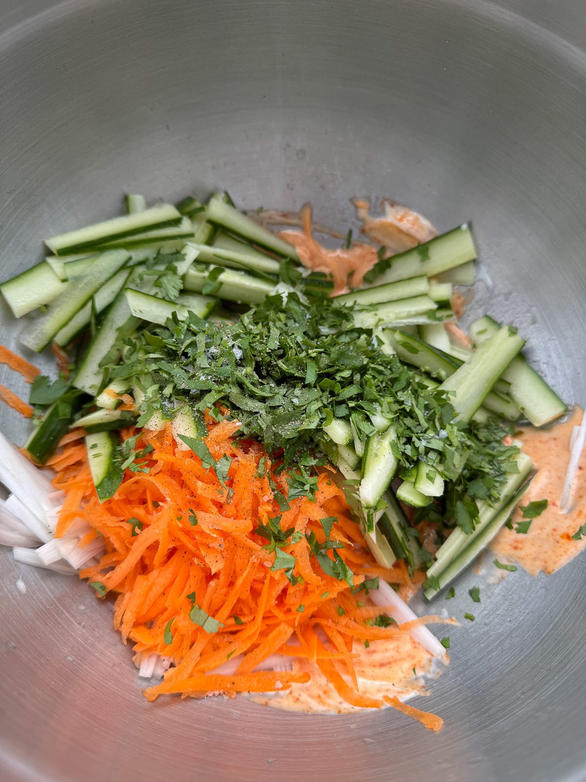 chopped veg for Asian style slaw