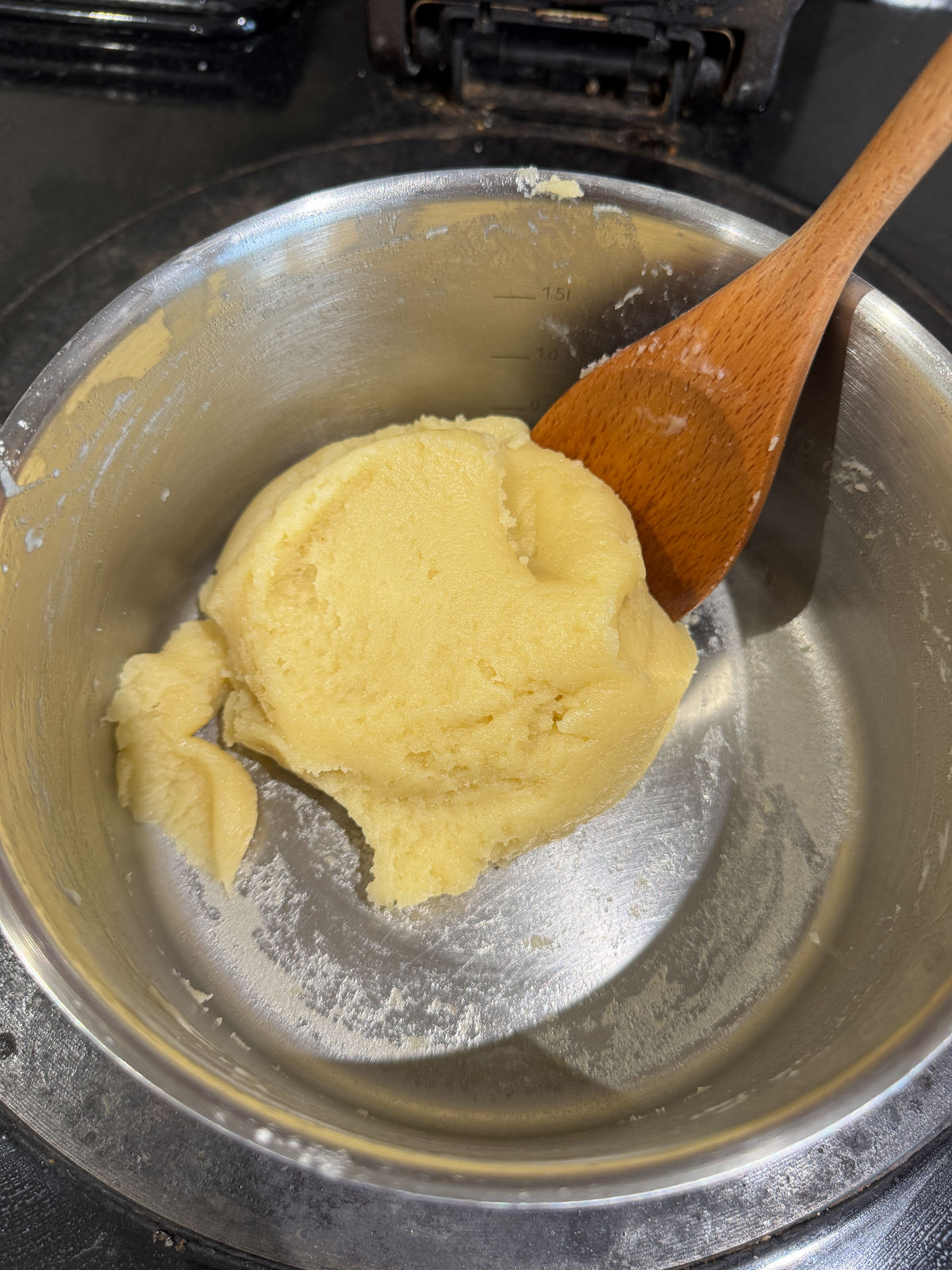 choux pastry cooked out in pan