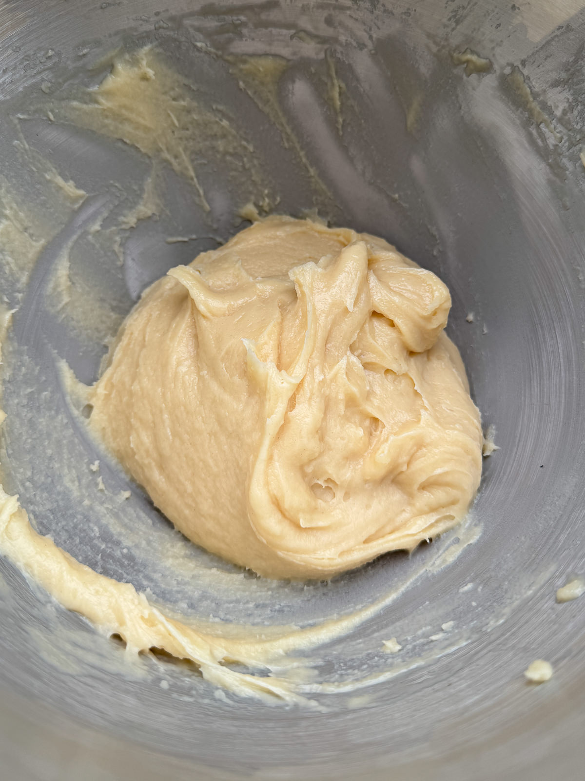 choux pastry with eggs mixed in to dropping consistency